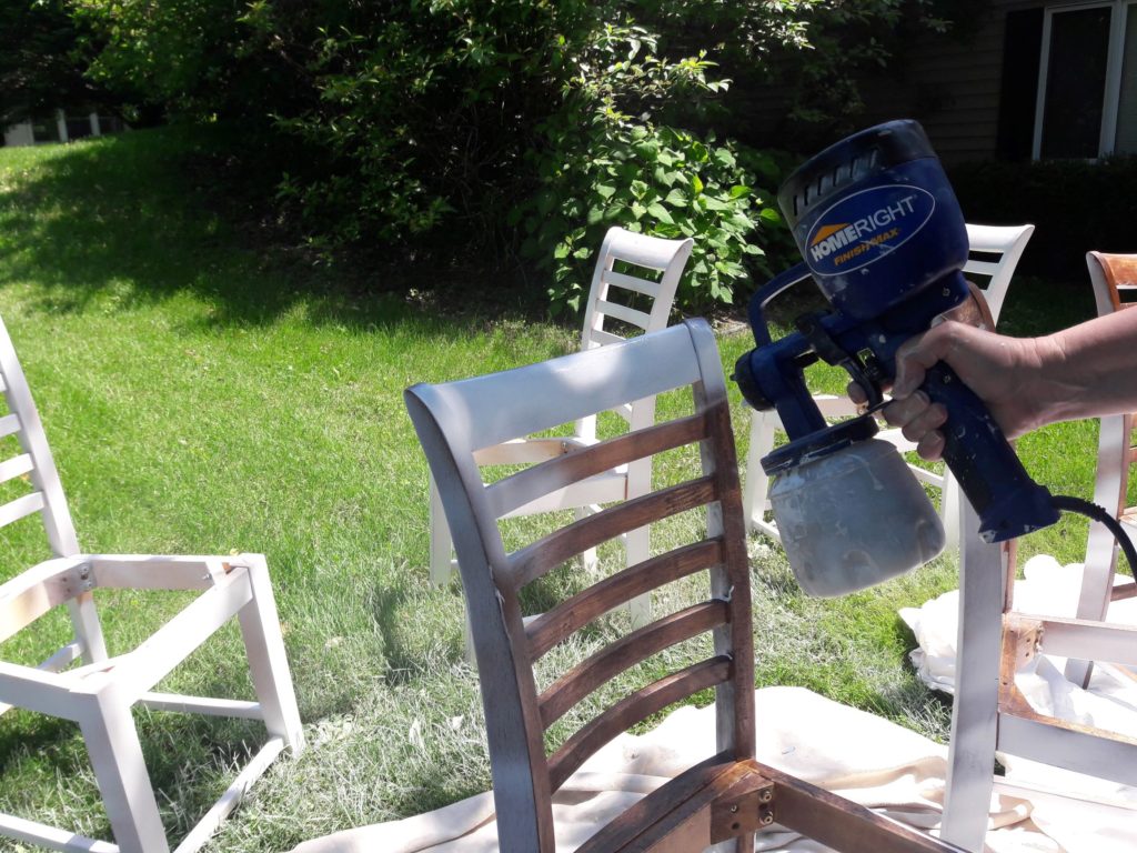 Updating dining room chairs - spray painting