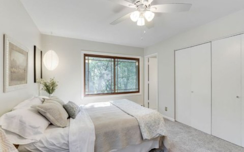 Painting the walls and adding a clean rug made a big difference. Remove all personal belongings.